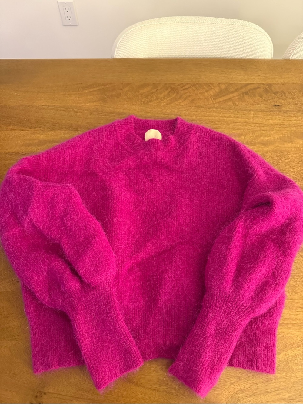 H&M Fuchsia Pink Alpaca Blend Oversized Crewneck Sweater S